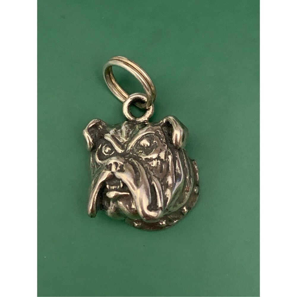 .925 English Bulldog Head Sterling Silver Jewelry Charm #bulldog